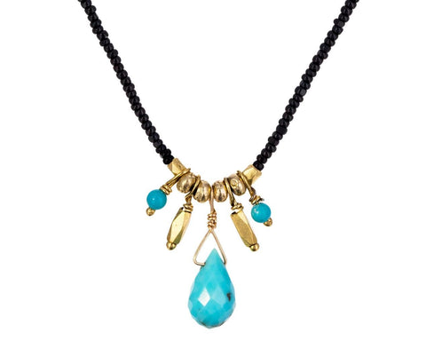 Turquoise Seed Bead Necklace  zoom 1_debbie_fisher_turquoise_black_beaded_necklace