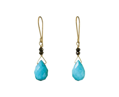 Turquoise and Pyrite Dangle Earrings zoom 1-debbie-fisher-earrings