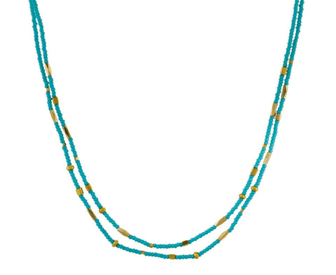 Turquoise Seed Bead Double Necklace zoom 1