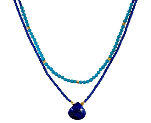 Turquoise and Lapis Double Necklace  zoom 1-debbie-fisher-necklace
