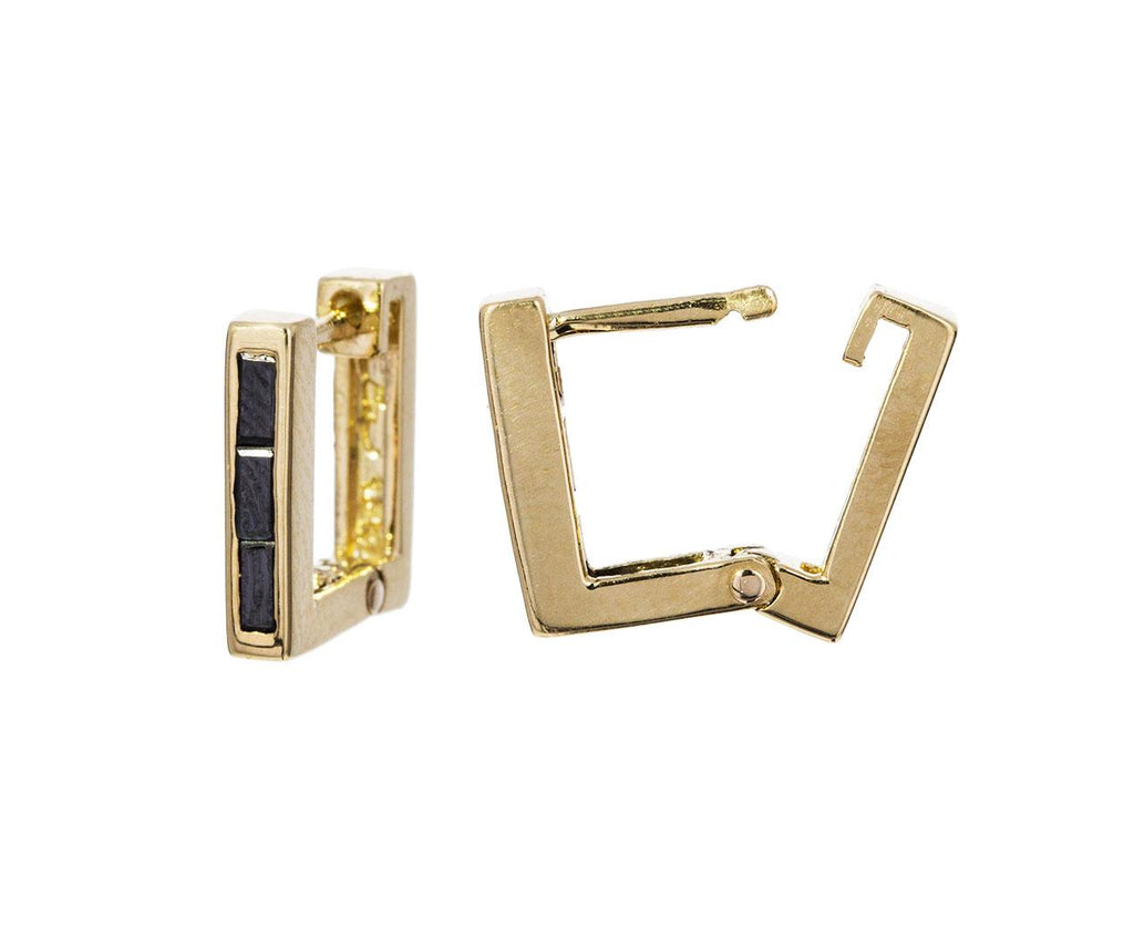 Black Diamond Baguette Square Huggie Earrings zoom 1_lizzie_mandler_gold_black_diamond_square_huggie_