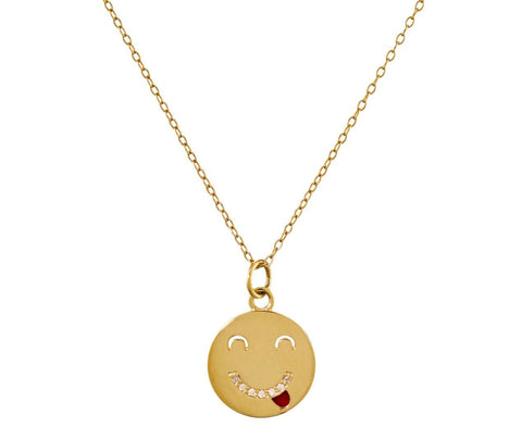 Tongue Out Smile Pendant Necklace with Diamonds zoom 1-alison-lou-necklace