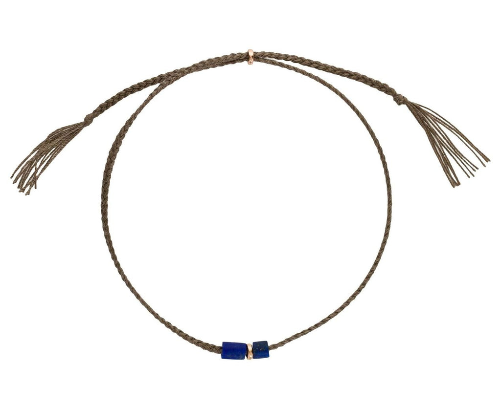Lapis and Brown Silk Bracelet zoom 1