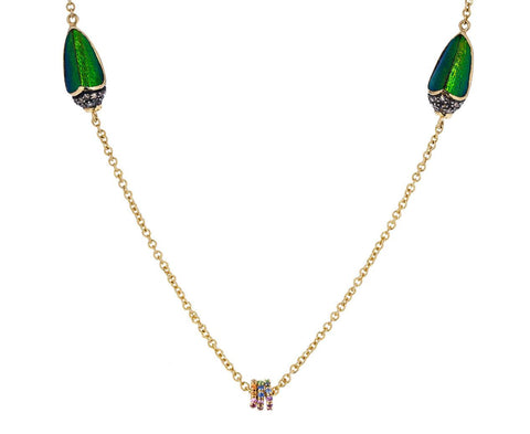 Scarab Necklace with Sapphire Discs zoom 1_bib_van_der_velden_scarab_rainbow_necklace