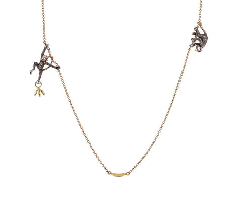 Two Monkey and Banana Necklace zoom 1_bibi_van_der_velden_gold_diamond_monkey_banana_n