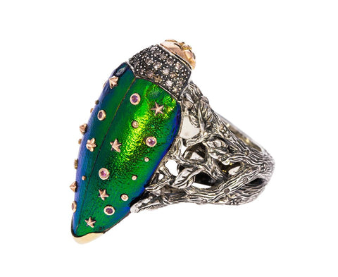Scarab Ring with Diamonds and Stars zoom 1_bibi_van_der_velden_scarab_star_ring