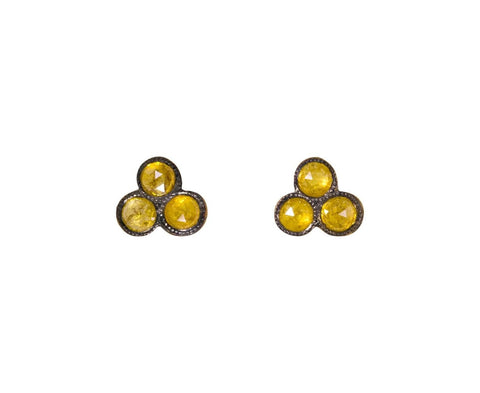 Yellow Diamond Scalloped Post Earrings zoom 1