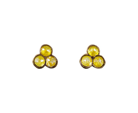 Yellow Diamond Scalloped Post Earrings zoom 1