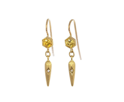 Yellow Sapphire Hexagonal Egyptian Drop Earrings zoom 1_cathy_waterman_diamond_sapphire_eqyptian_earring