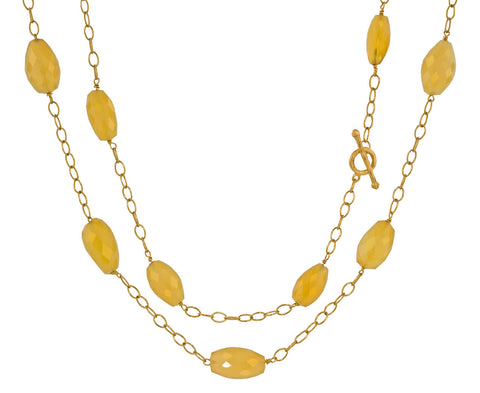 Yellow Opal Tiny Lacy Chain Necklace zoom 1