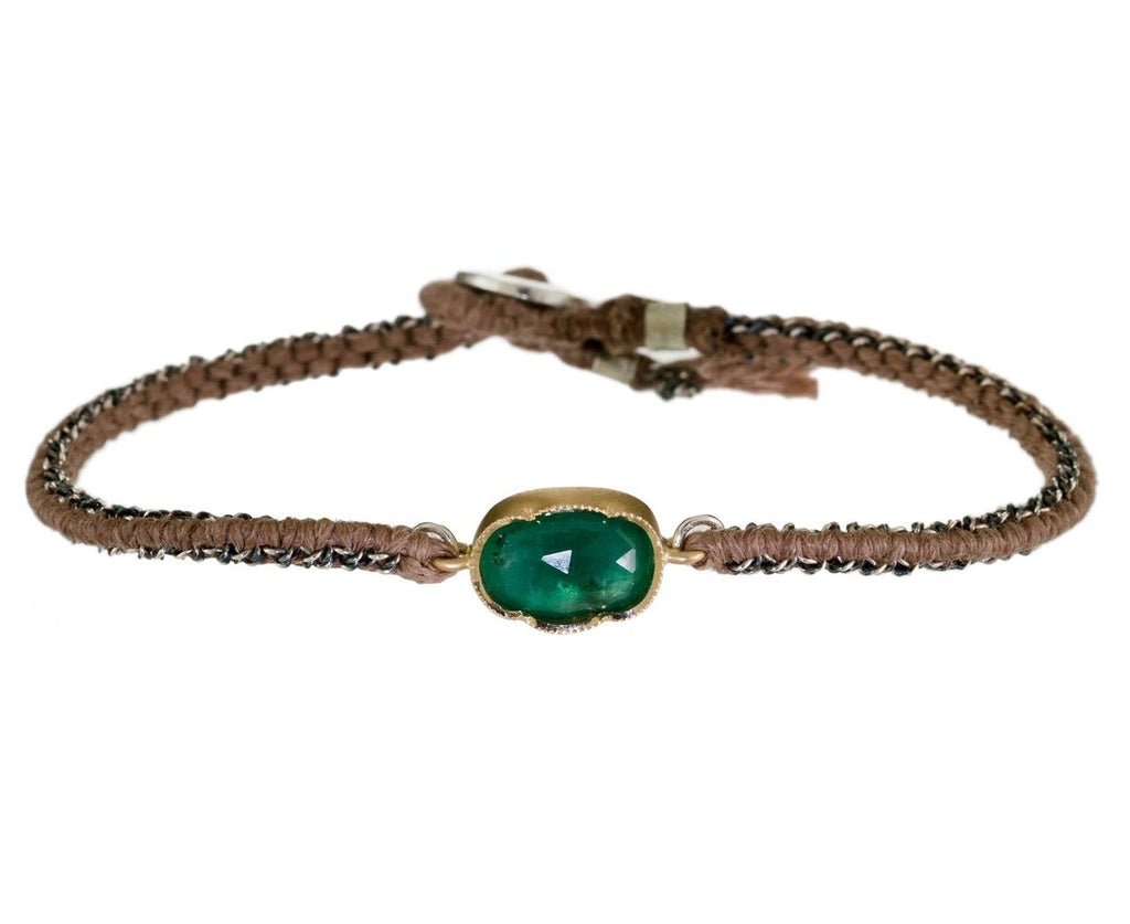 Emerald Silk and Chain Bracelet zoom 1