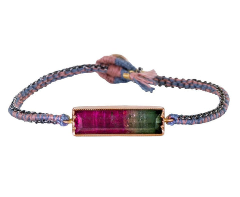 Watermelon Tourmaline Silk and Chain Bracelet zoom 1-brooke-gregson-bracelet