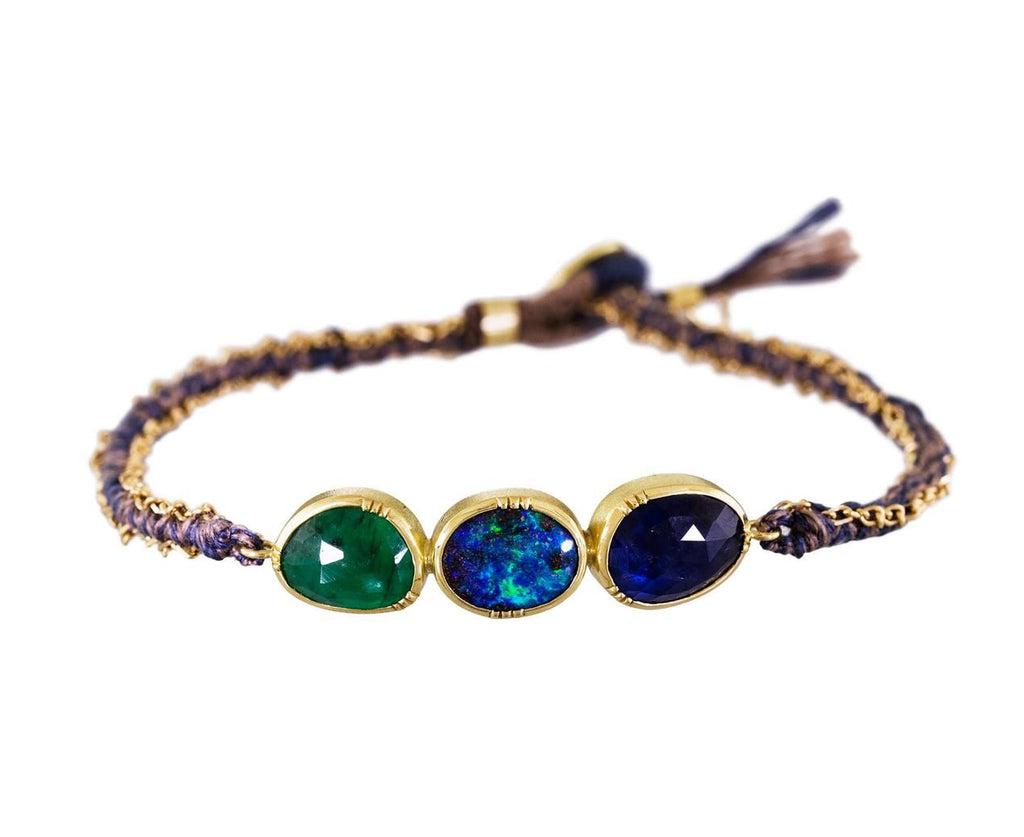 Emerald, Opal and Sapphire Triple Orbit Bracelet zoom 1_brooke_gregson_gold_silk_chain_triple_orbit_brac