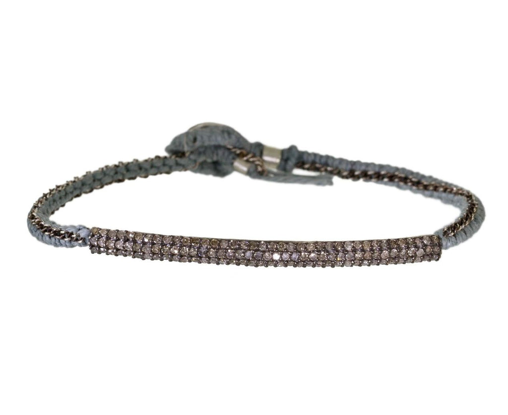 Diamond Tube Silk and Silver Chain Bracelet zoom 1