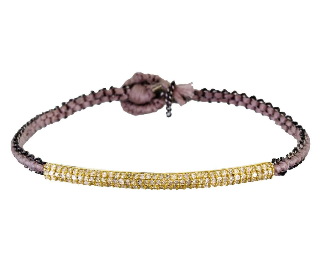 Diamond Tube Silk and Chain Bracelet zoom 1
