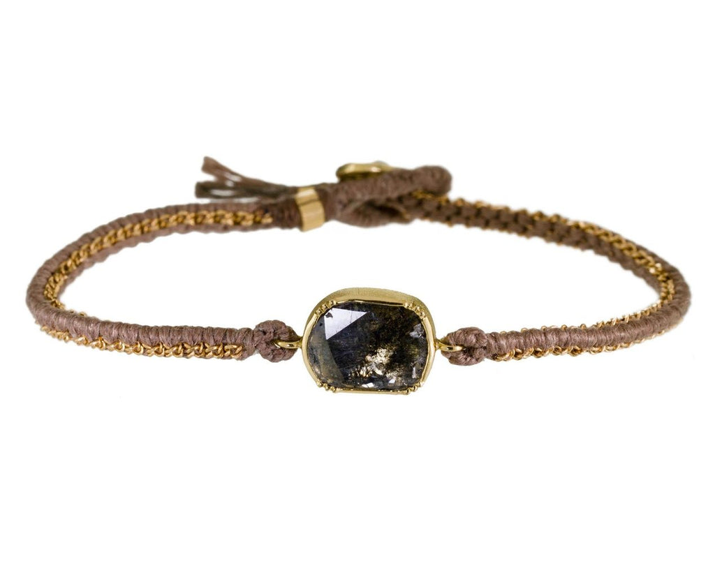 Diamond Slice Silk and Gold Chain Bracelet zoom 1