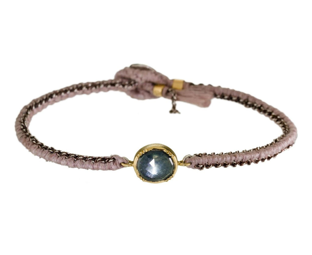 Milky Blue Sapphire and Silver Chain Bracelet zoom 1