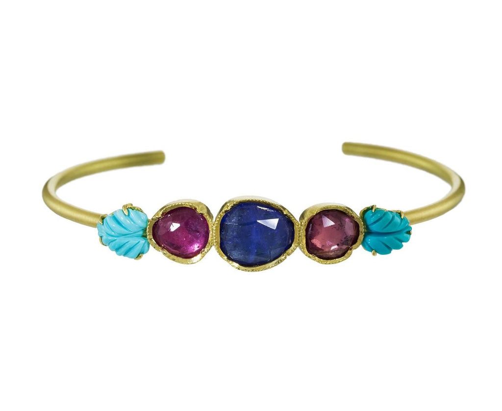 Maya Leaf Cuff Bracelet  zoom 1_brooke_gregson_gold_sapphire_maya_leaf_bracelet
