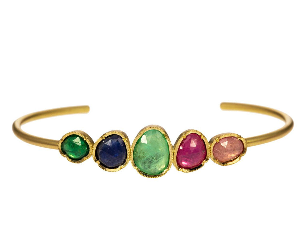 Emerald and Sapphire Orbit Cuff Bracelet zoom 1_brooke_gregson_gold_emerald_sapphire_orbit_cuff_