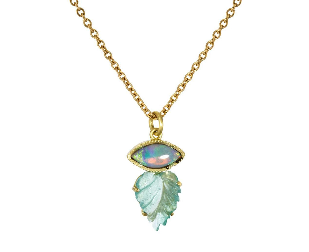 Maya Leaf Emerald and Opal Pendant Necklace zoom 1_brooke_gregson_boulder_opal_emerald_maya_leaf_ne