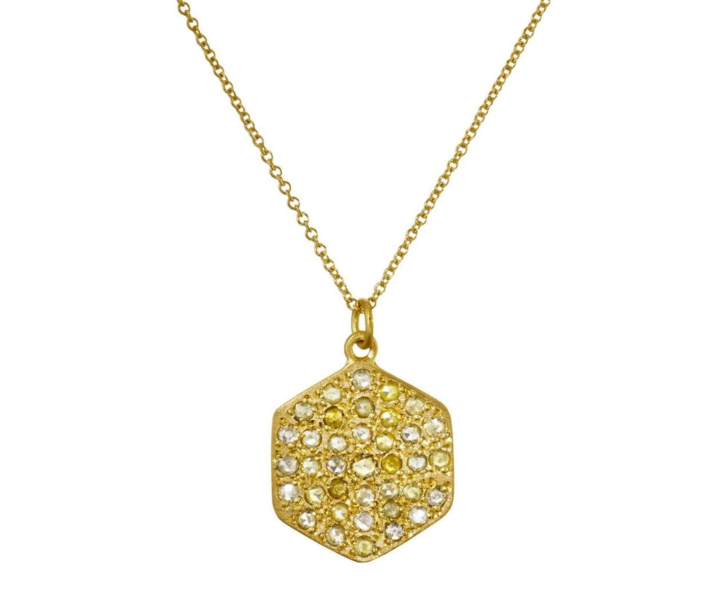 Hexagonal Diamond Pendant Necklace zoom 1