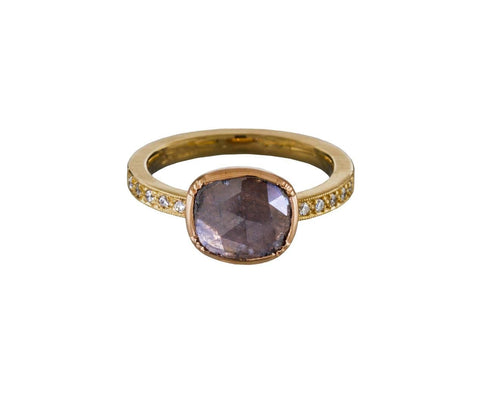 Yellow and Rose Gold Diamond Slice Solitaire zoom 1