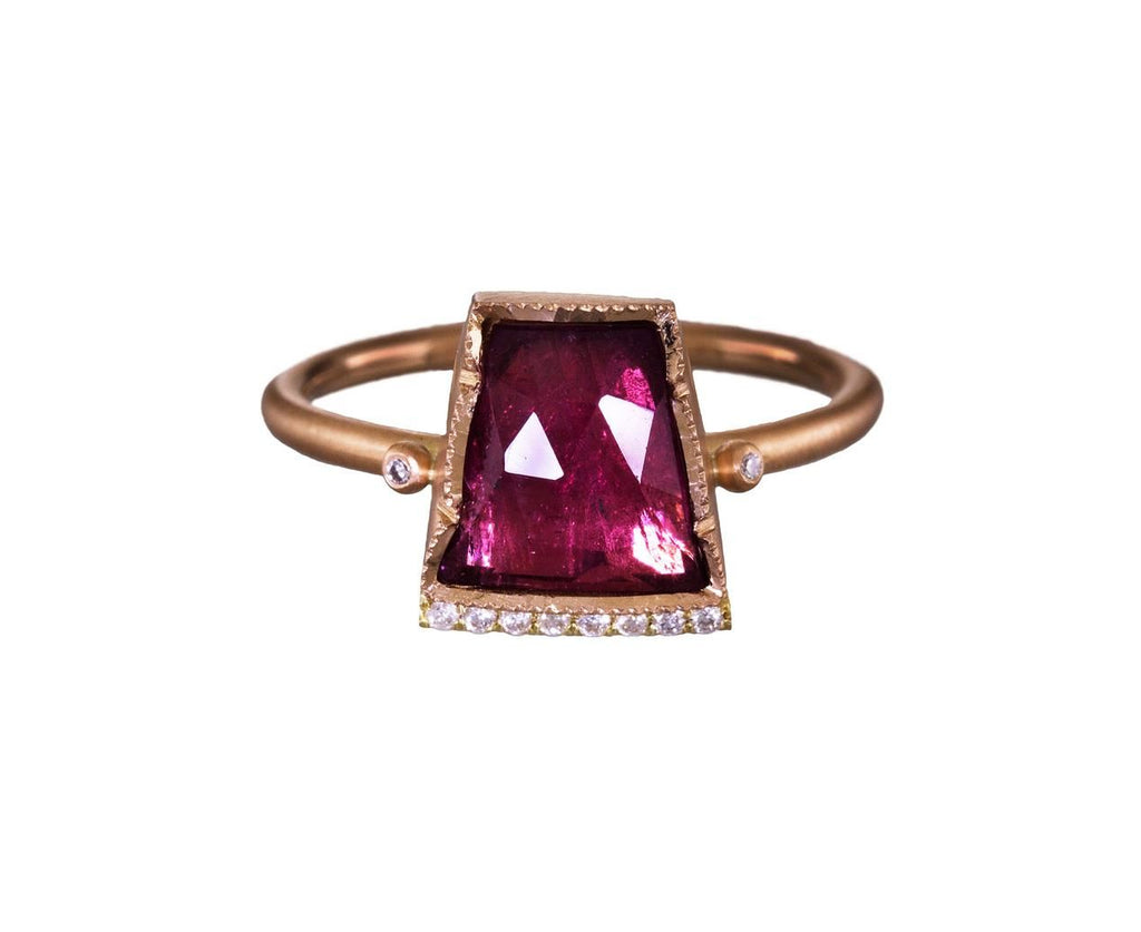 Pink Tourmaline and Diamond Ziggurat Halo Ring zoom 1_brooke_gregson_ring