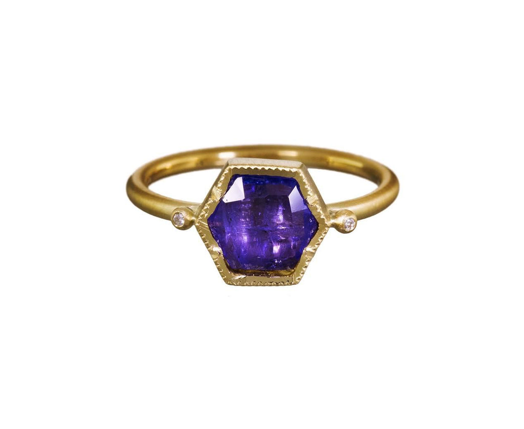 Hexagonal Tanzanite and Diamond Ring zoom 1_brooke_gregson_ring