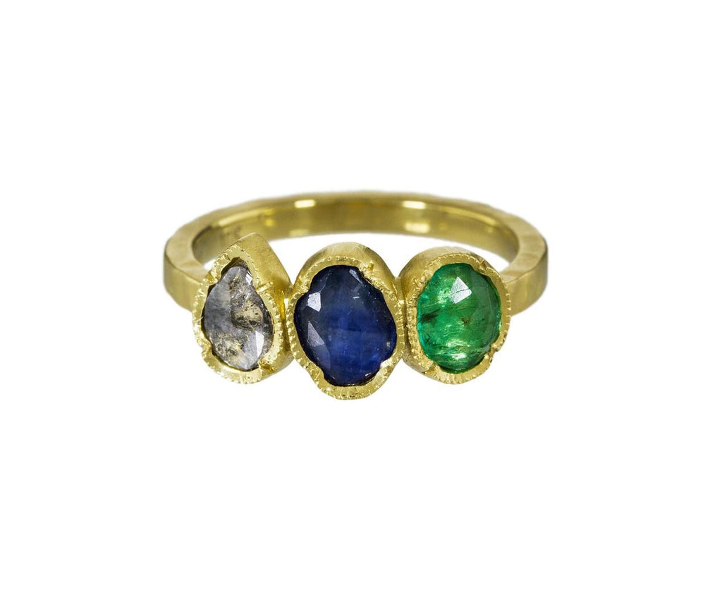Triple Orbit Diamond, Emerald and Sapphire Ring zoom 1_brooke_gregson_gold_emerald_diamond_sapphire_orb