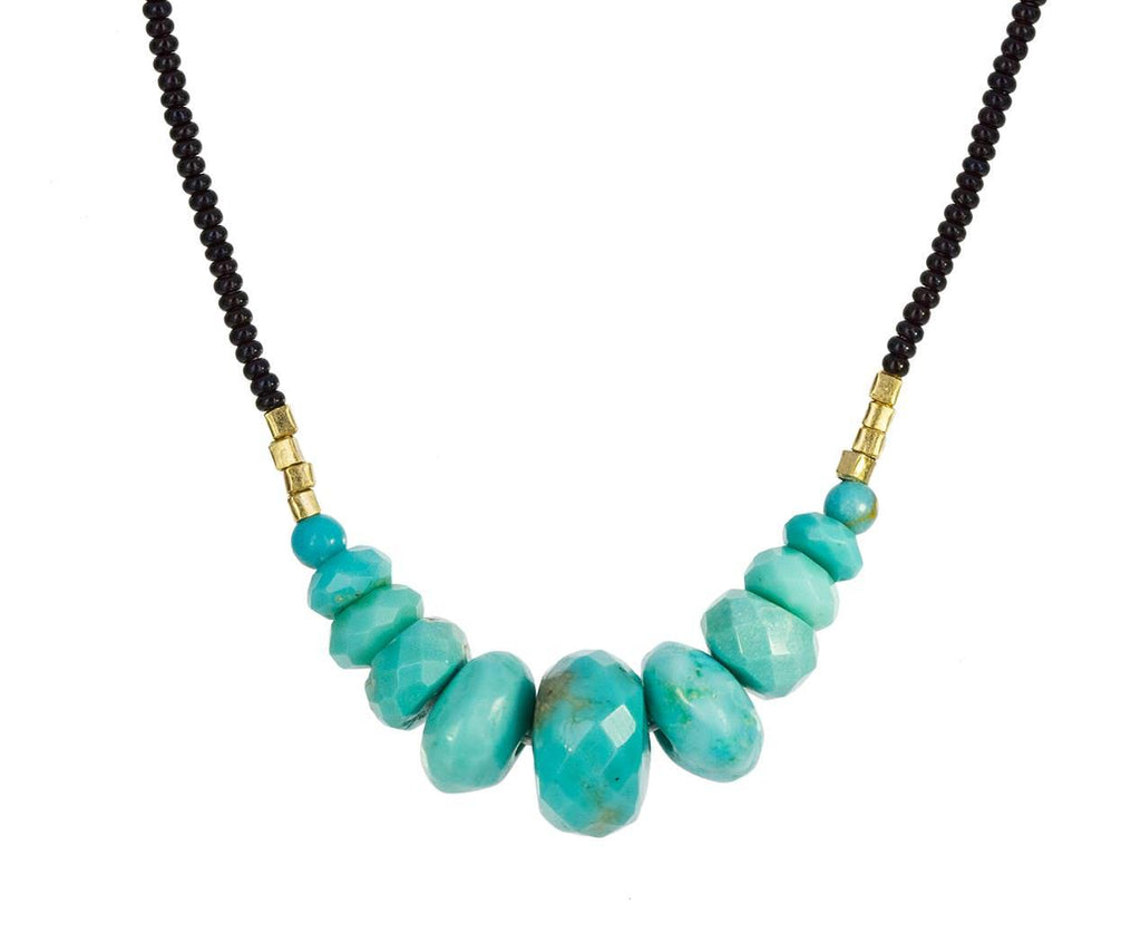 Turquoise and Black Seed Bead Necklace  zoom 1_debbie_fisher_stacked_turquoise_beaded_necklace