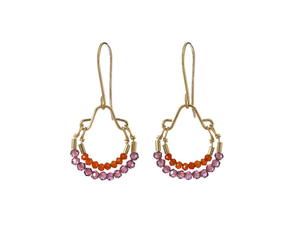 Carnelian and Garnet Drop Earrings zoom 1_debbie_fisher_orange_pink_beaded_earrings