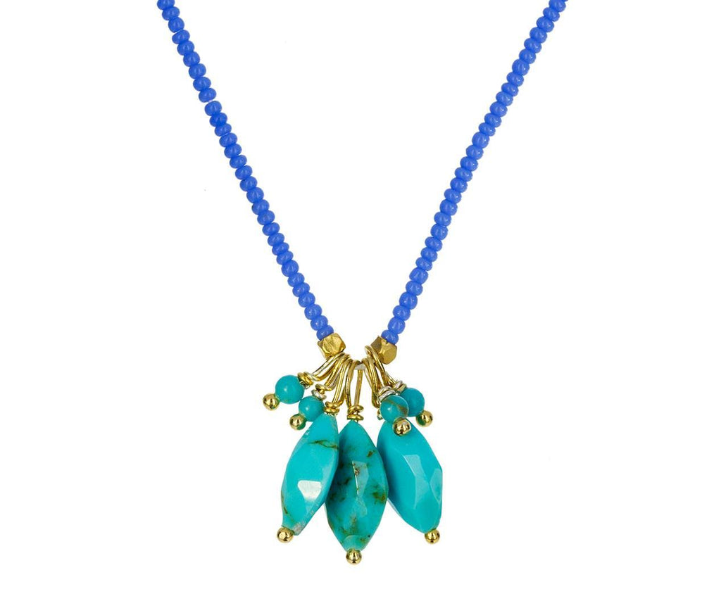 Turquoise Fringe Necklace  zoom 1_debbie_fisher_turquoise_cluster_beaded_necklace