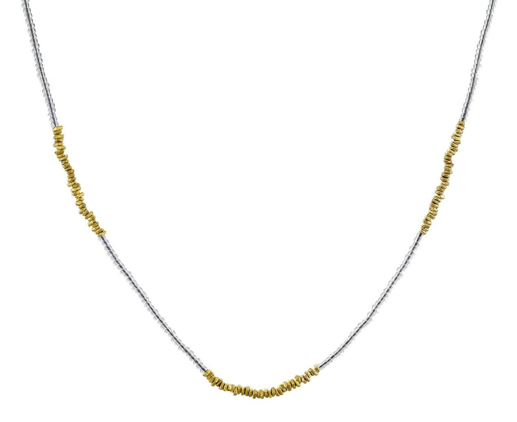 Gray and Gold Seed Bead Necklace  zoom 1_debbie_fisher_gold_seed_light_gray_beaded_neckla