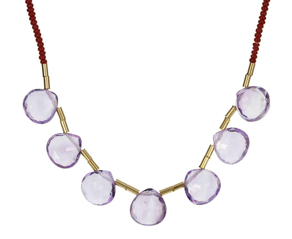 Pink Amethyst Arc Necklace  zoom 1_debbie_fisher_pink_amethyst_terracotta_seed_bead