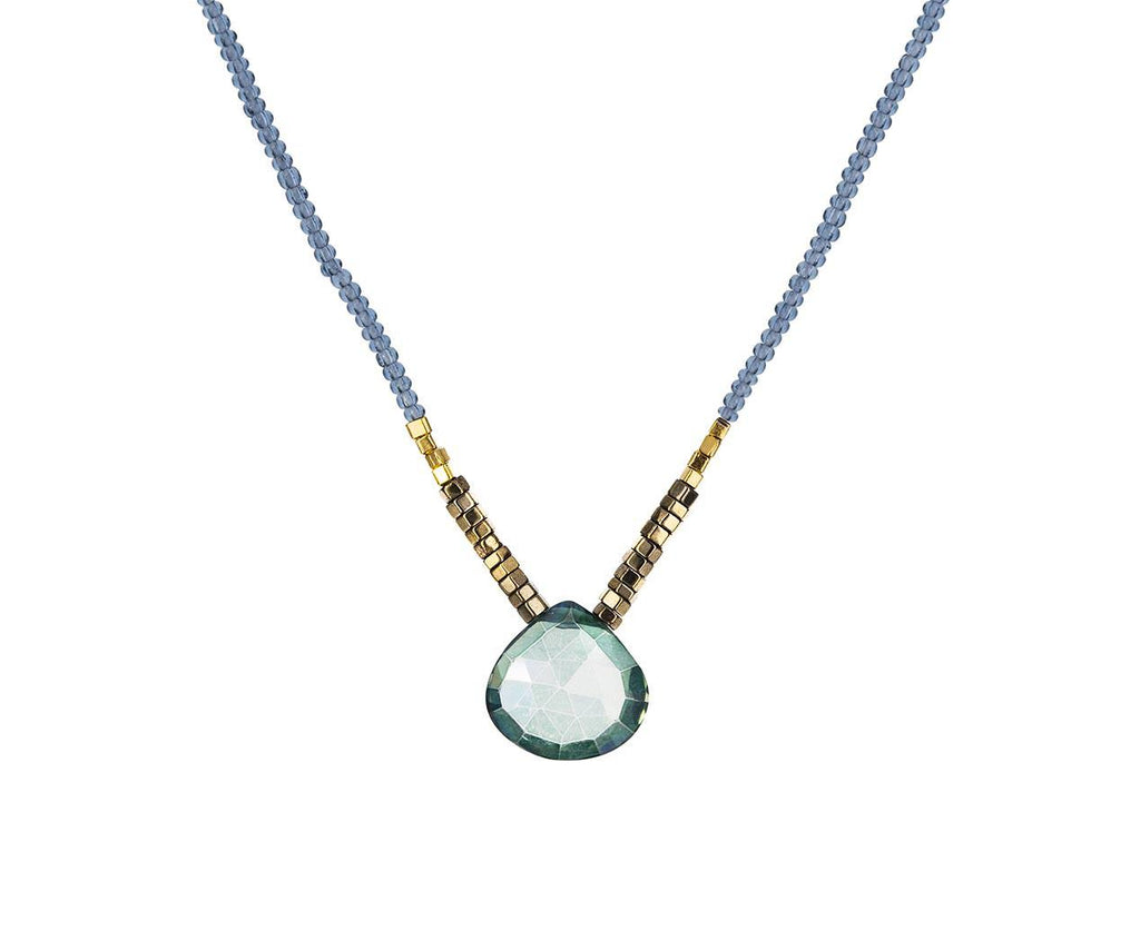 Green Mystic Quartz Drop Necklace  zoom 1_debbie_fisher_mystic_green_quartz_seed_bead_neck