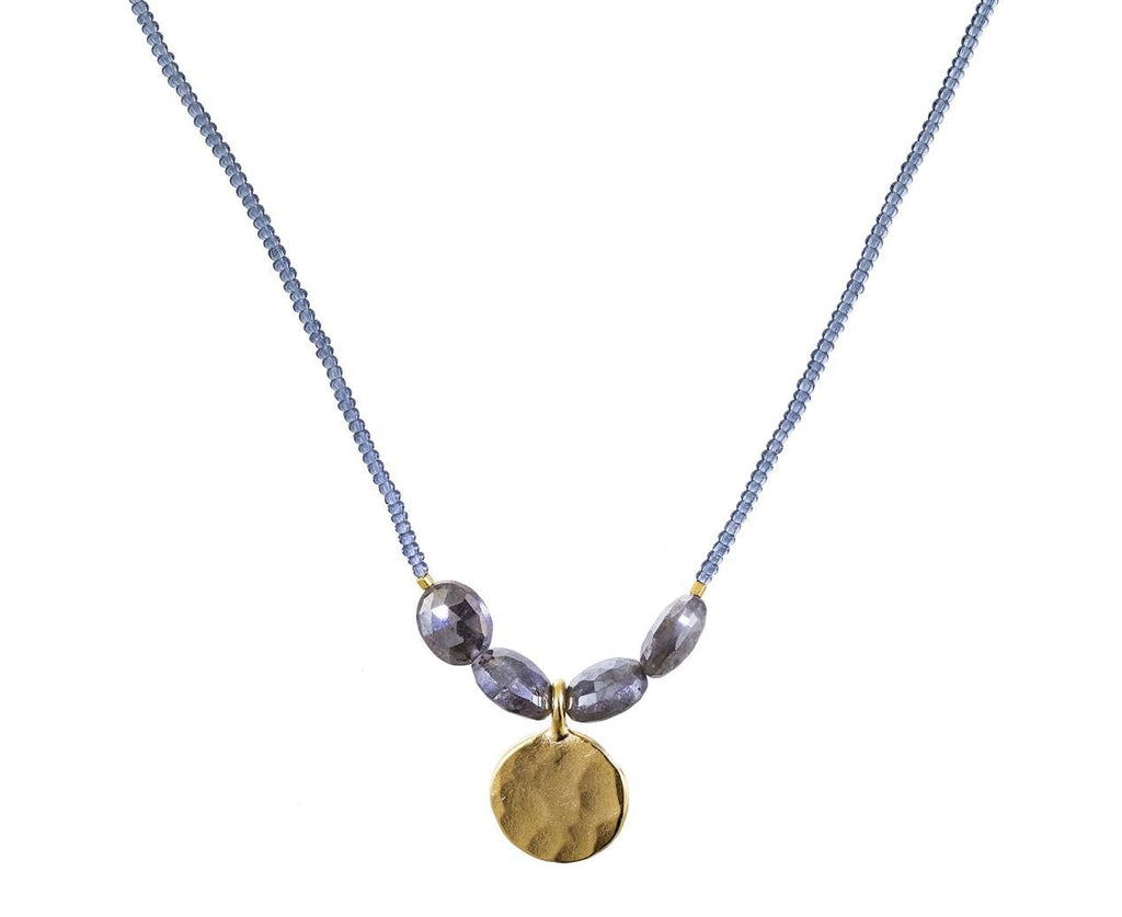 Gray Quartz and Gold Disc Pendant Necklace  zoom 1_debbie_fisher_gold_disc_gray_quartz_necklace