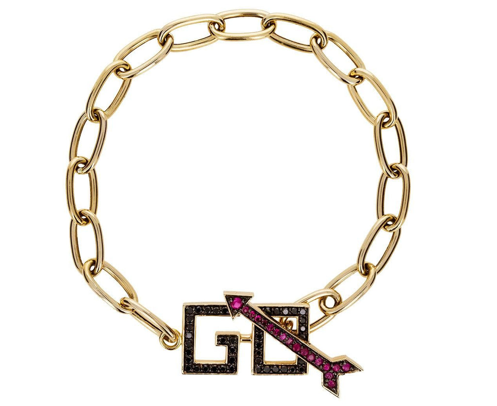 Diamond  and Ruby GO Charm Bracelet zoom 1_alison_lou_gold_black_diamond_ruby_go_bracelet
