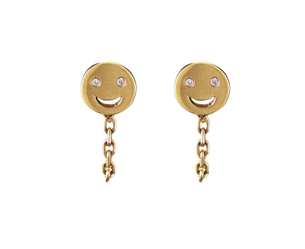 Happy Face Chain Huggie SINGLE EARRING zoom 1_alison_lou_earrings
