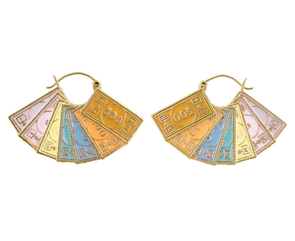 Enamel Dollar Hoop Earrings zoom 1_alison_lou_gold_enamel_monopoly_money_earrings