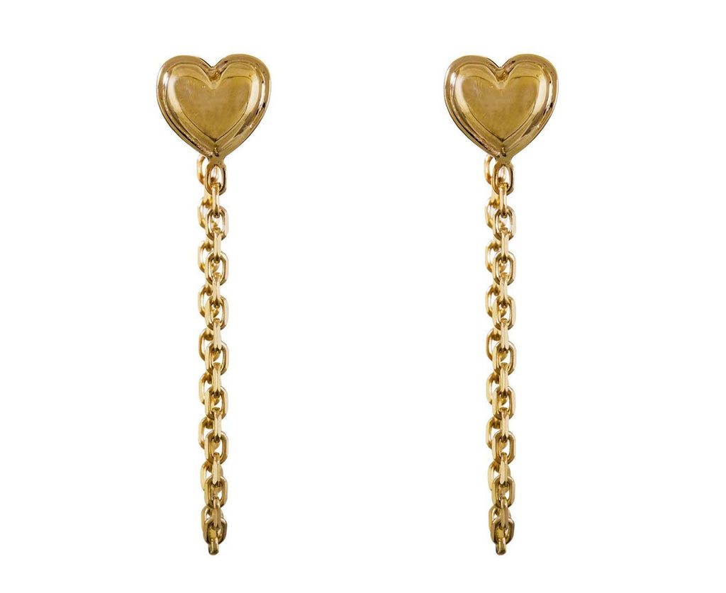 Gold Heart Chain Earring - SINGLE EARRING ONLY zoom 1-alison-lou-earrings