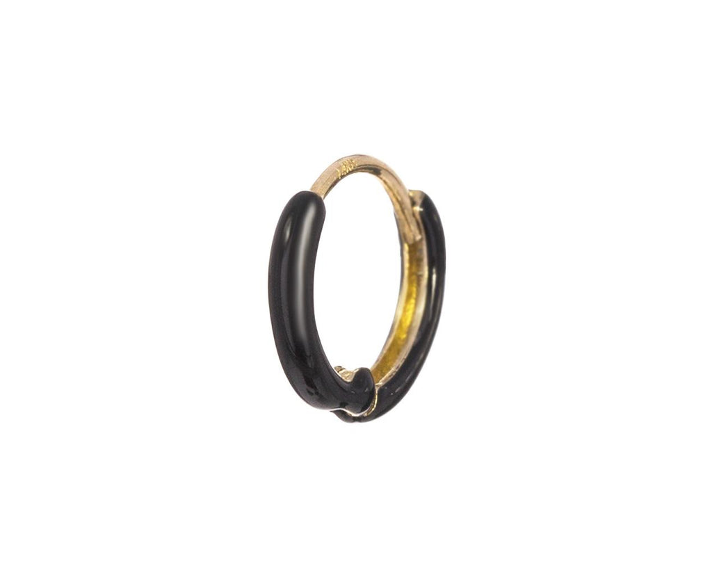 Noir Huggie SINGLE Hoop  zoom 1_alison_lou_gold_enamel_tiny_huggie_hoop_earring