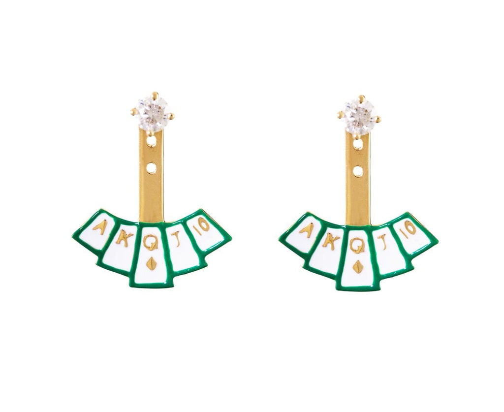 Diamond Winning Hand Ear Jacket SINGLE EARRING ONLY zoom 1_alison_lou_designer_gold_enamel_diamond_winning_