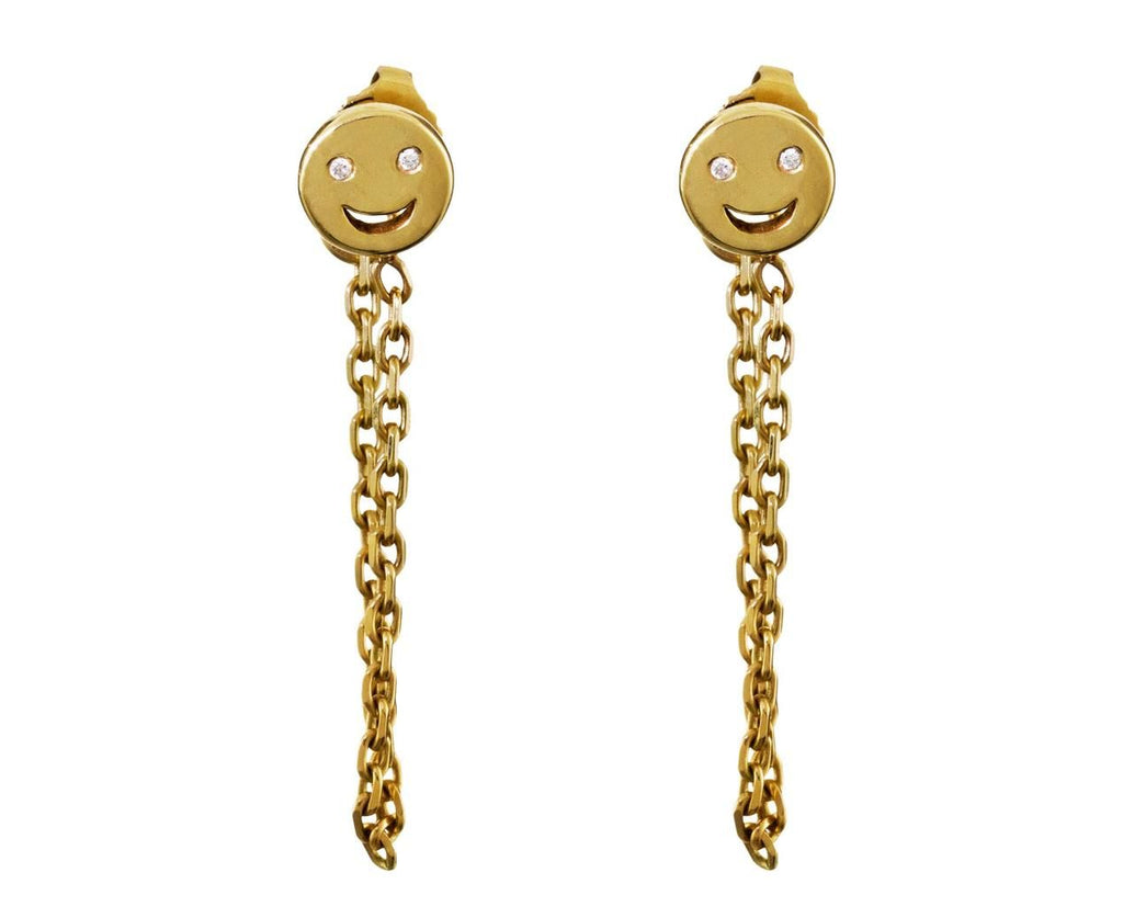 Happy Face Chain Earring - SINGLE EARRING ONLY zoom 1-alison-lou-earrings