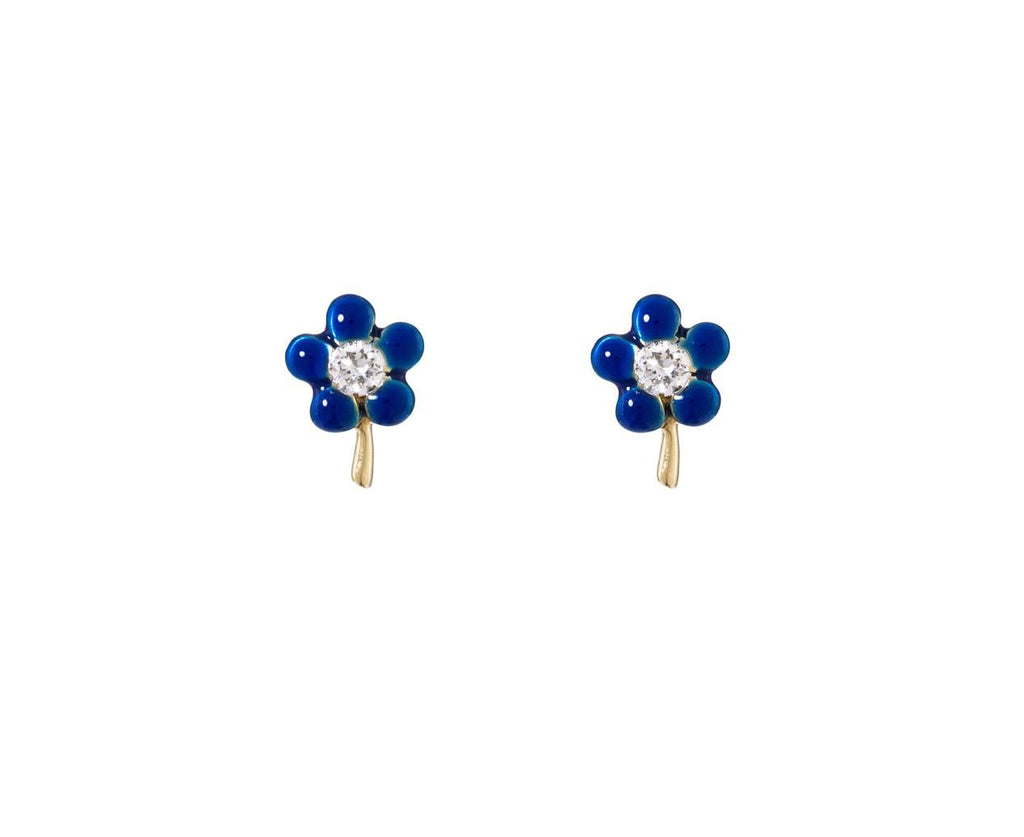 Blue Enamel Flower SINGLE EARRING ONLY zoom 1_alison_lou_gold_enamel_diamond_blue_flower_earri