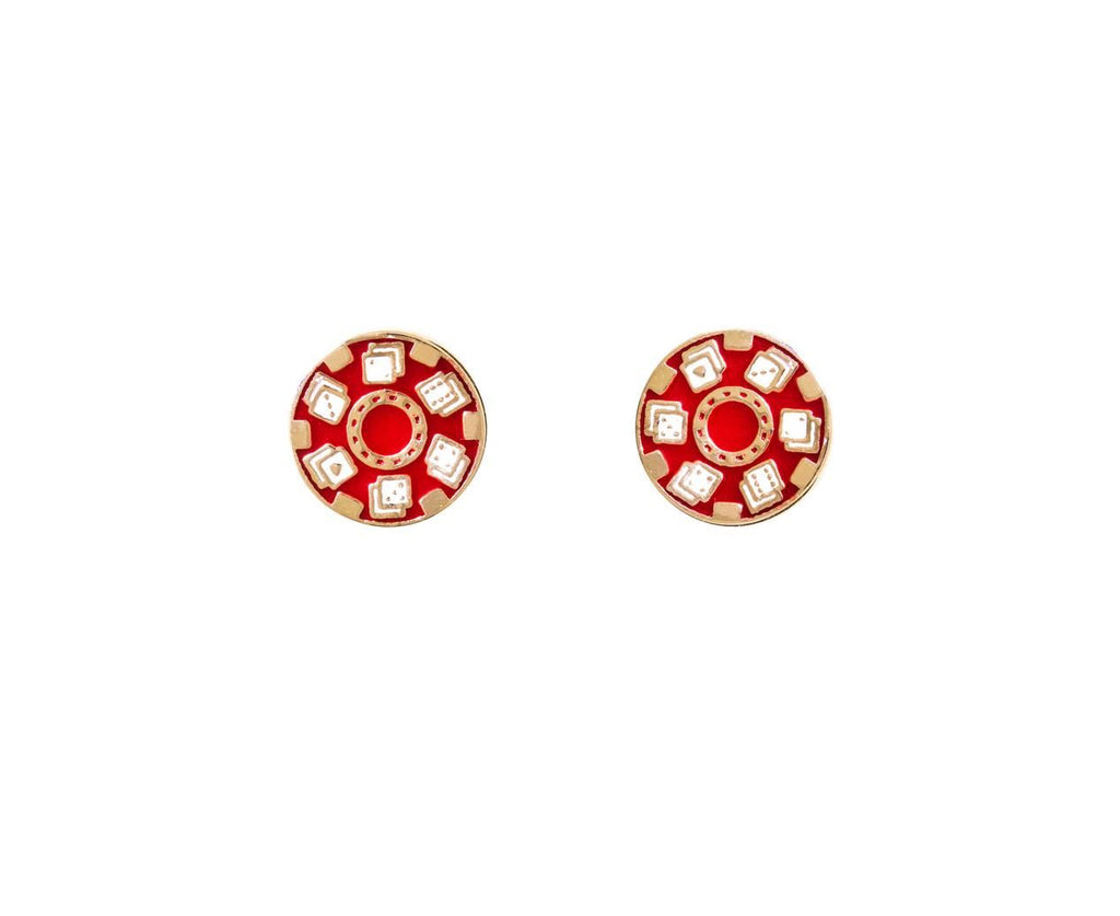 Red Chip Stud SINGLE EARRING ONLY zoom 1_alison_lou_designer_gold_enamel_chip_stud_earrin