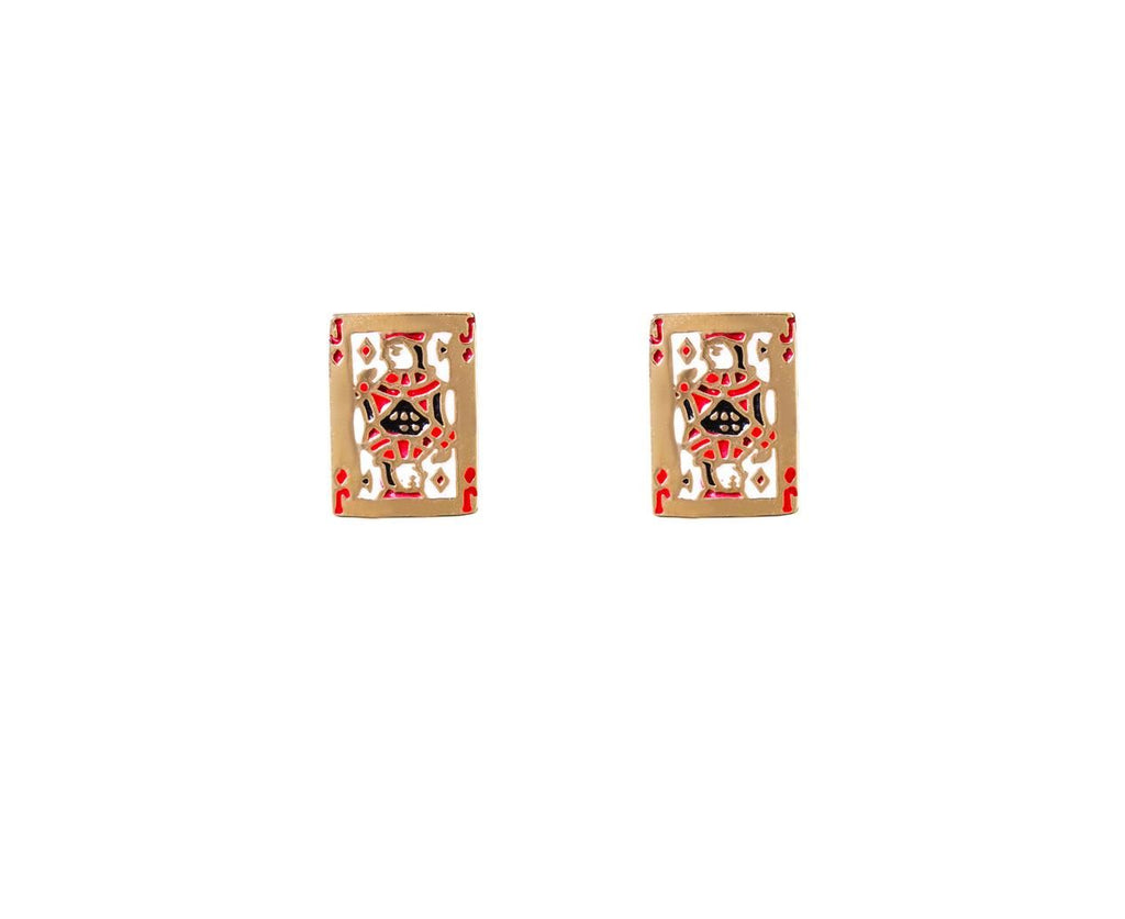 Jack of Diamonds Stud Earring SINGLE EARRING ONLY zoom 1_alison_lou_designer_gold_enamel_jack_of_diamonds