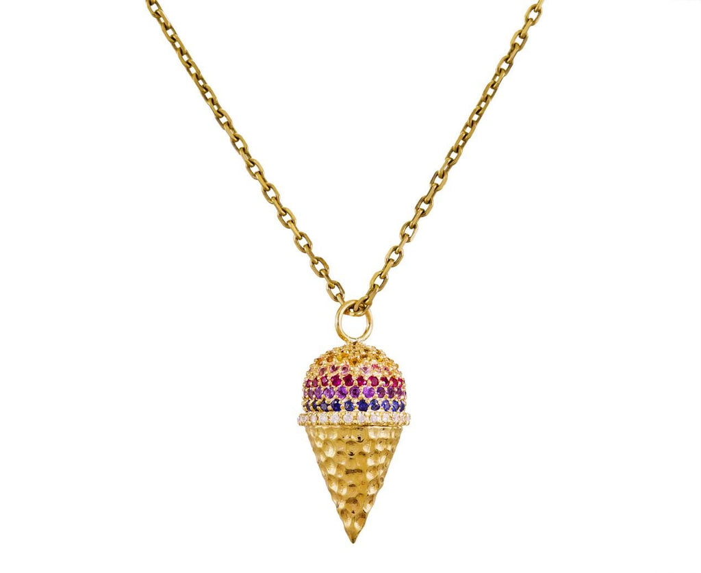 Multi-Sapphire Ice Cream Cone Pendant Necklace zoom 1-alison-lou-necklace