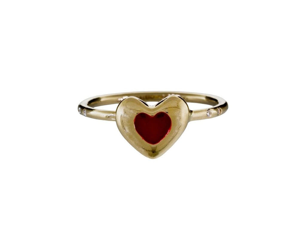 Double Heart Stacking Ring with Diamonds zoom 1