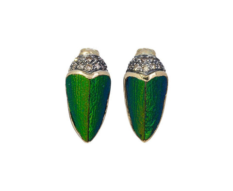 Small Scarab Earrings with Brown Diamonds zoom 1_bibi_van_der_velden_diamond_scarab_stud_earrings