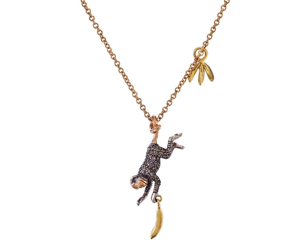 Monkey and Banana Pendant Necklace zoom 1_bibi_van_der_velden_gold_diamond_monkey_banana_n